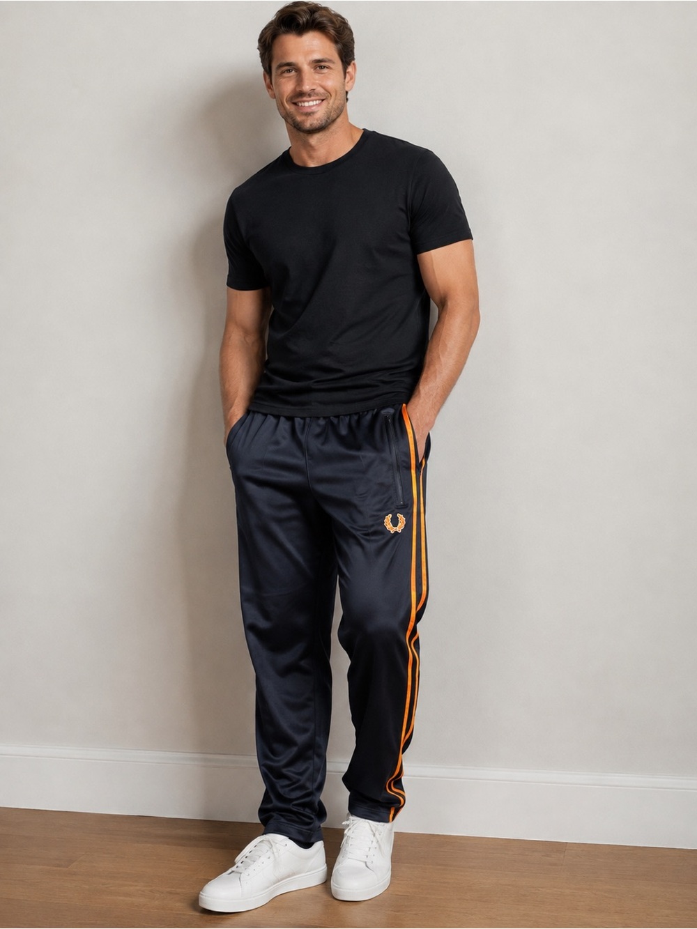 MAKE OFFER! Fred Perry Black Orange Sportswear Track Pants Men's Small
